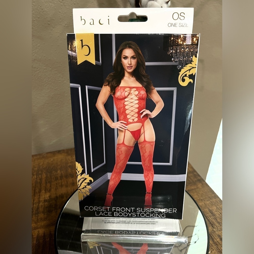 Baci Red Lace Bodystocking, new!
